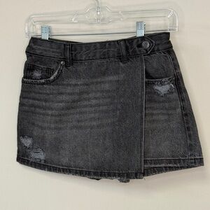 Zara: Girls Black Distressed Denim Skort, Size 12-13, 156CM